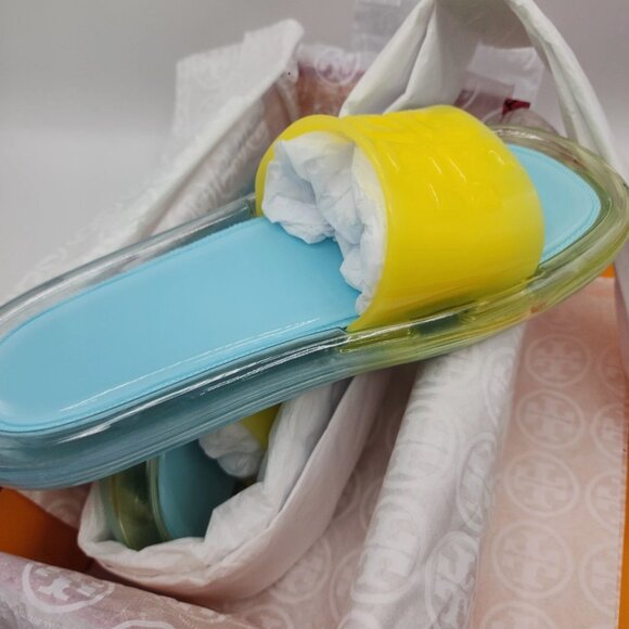NEW Tory Burch Bubble Jelly Slides Slip on Sandals Women's Size 8 Light Blue - Picture 6 of 8